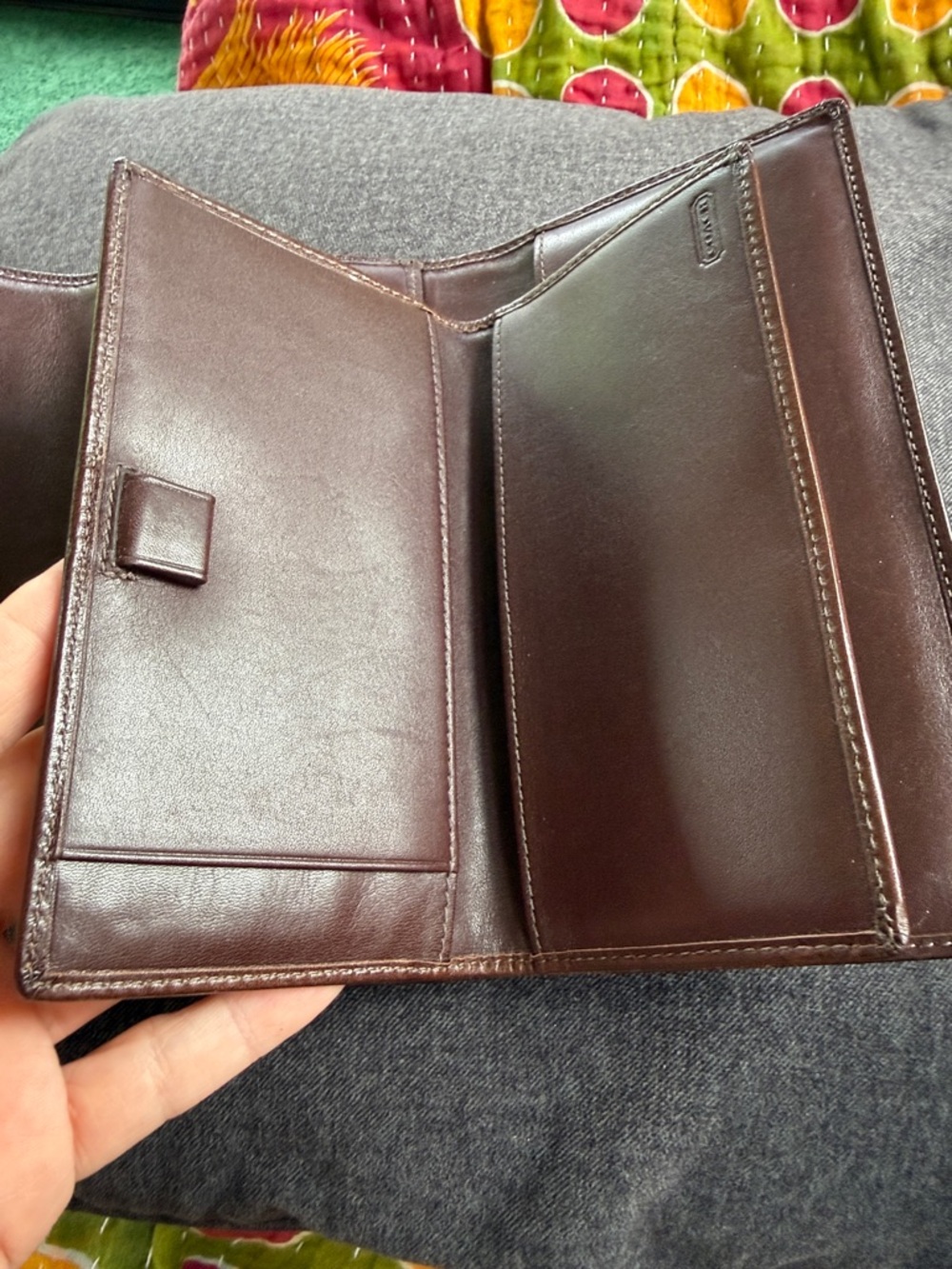 COACH Signature Checkbook Trifold Clutch Wallet With Jacquard Fabric & Leather - Picture 6 of 11